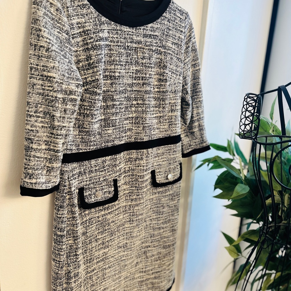 Enfocus Studio Black and White Long Sleeve Dress